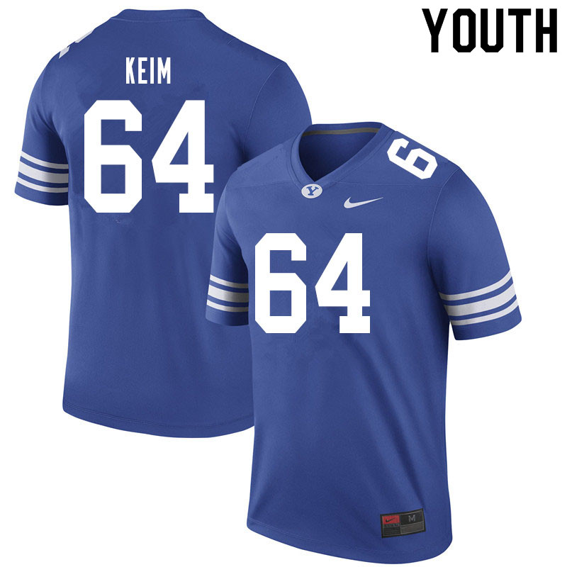 Youth #64 Brayden Keim BYU Cougars College Football Jerseys Sale-Royal - Click Image to Close